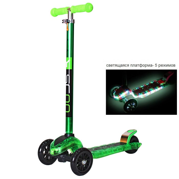 Самокат Y-Scoo Maxi Laser Show green metallic