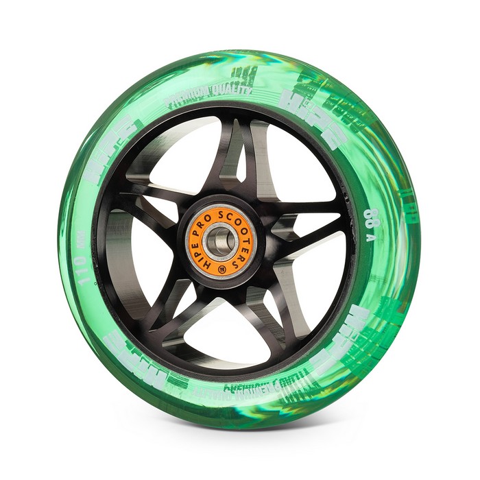 Колесо для самоката Hipe Star 110мм black/transparent green 1шт